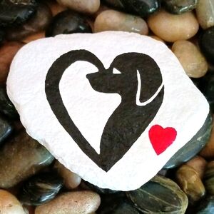 Hand Painted Rock - Dog Love